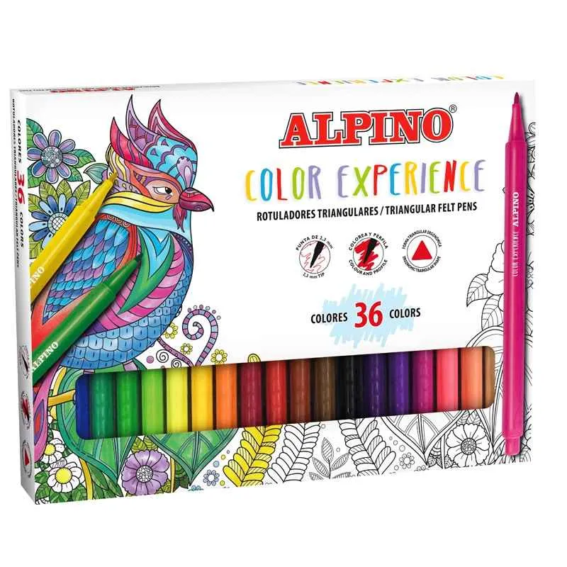 ALPINO 36 trojuholníkových farebných fixiek Color Experience 1×1 set, farebné fixky