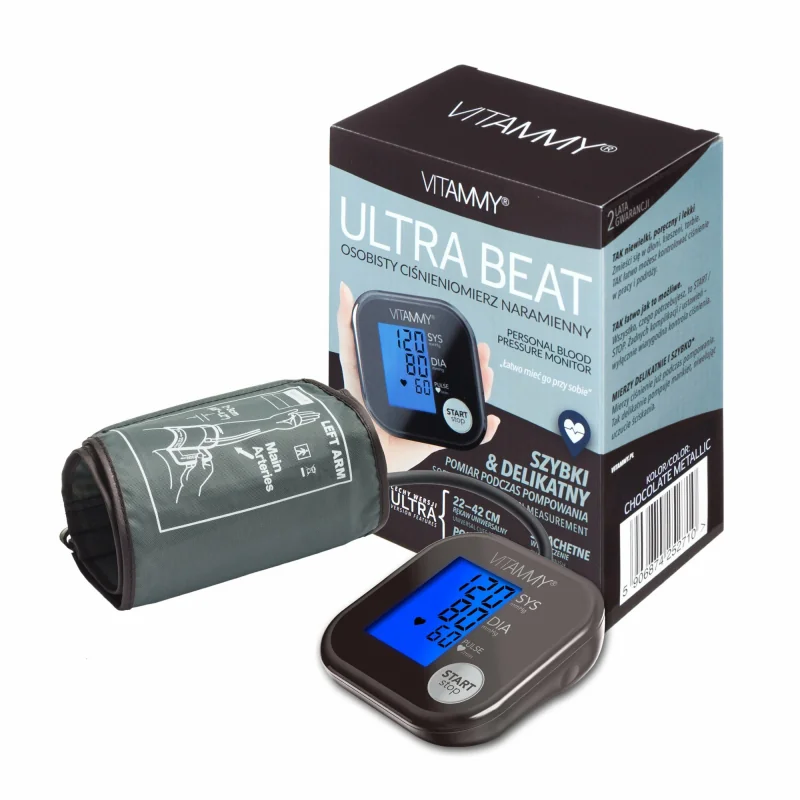 VITAMMY Ultra Beat ramenný tlakomer, čokoláda/oceľ