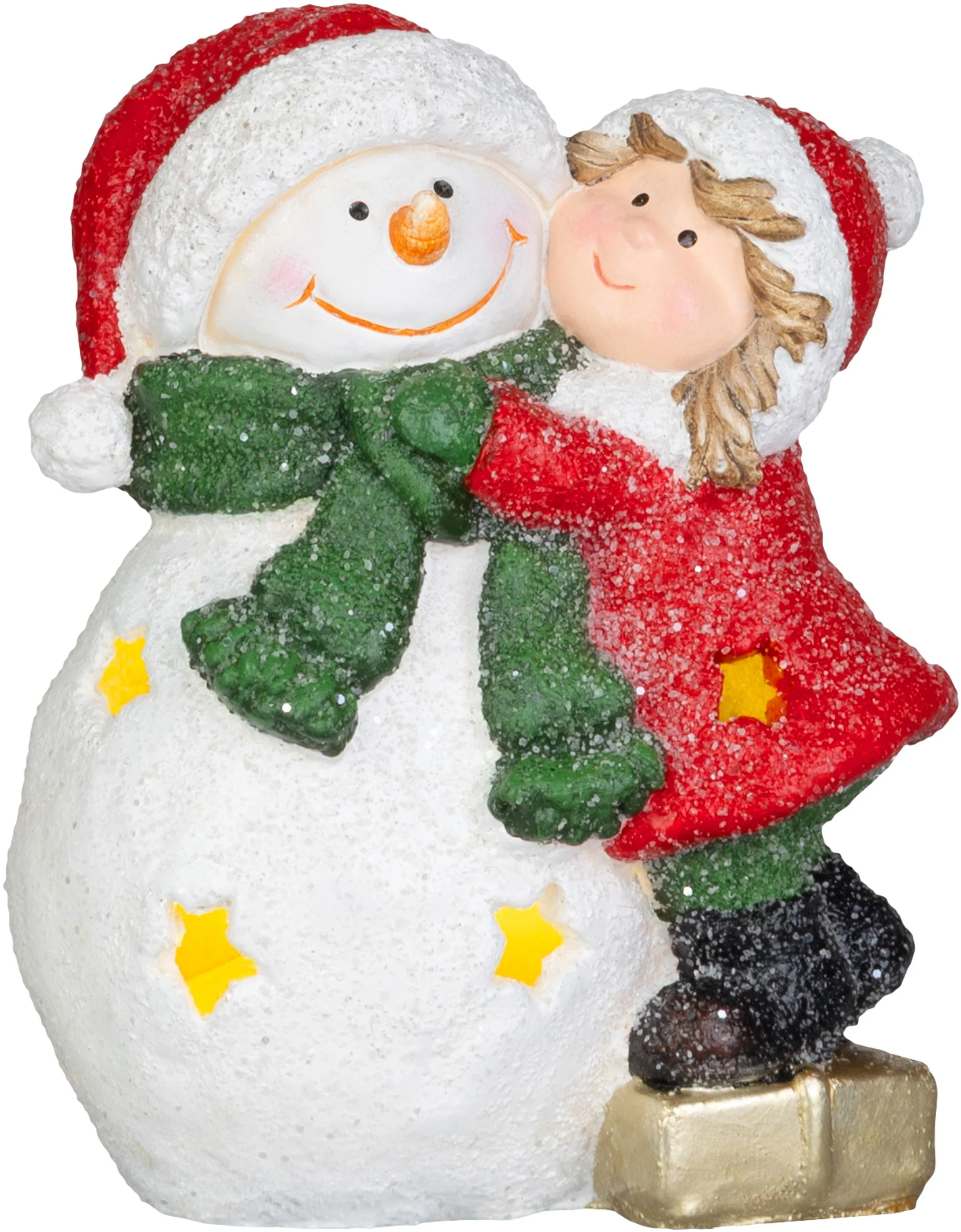 MagicHome vianočná LED dekorácia dievčatko so snehuliakom, balenie 2 ks 8x12.5x15.8 cm