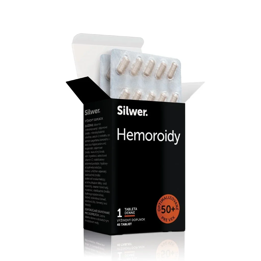 Silwer Hemoroidy 45 tabliet. Žily a cievy.