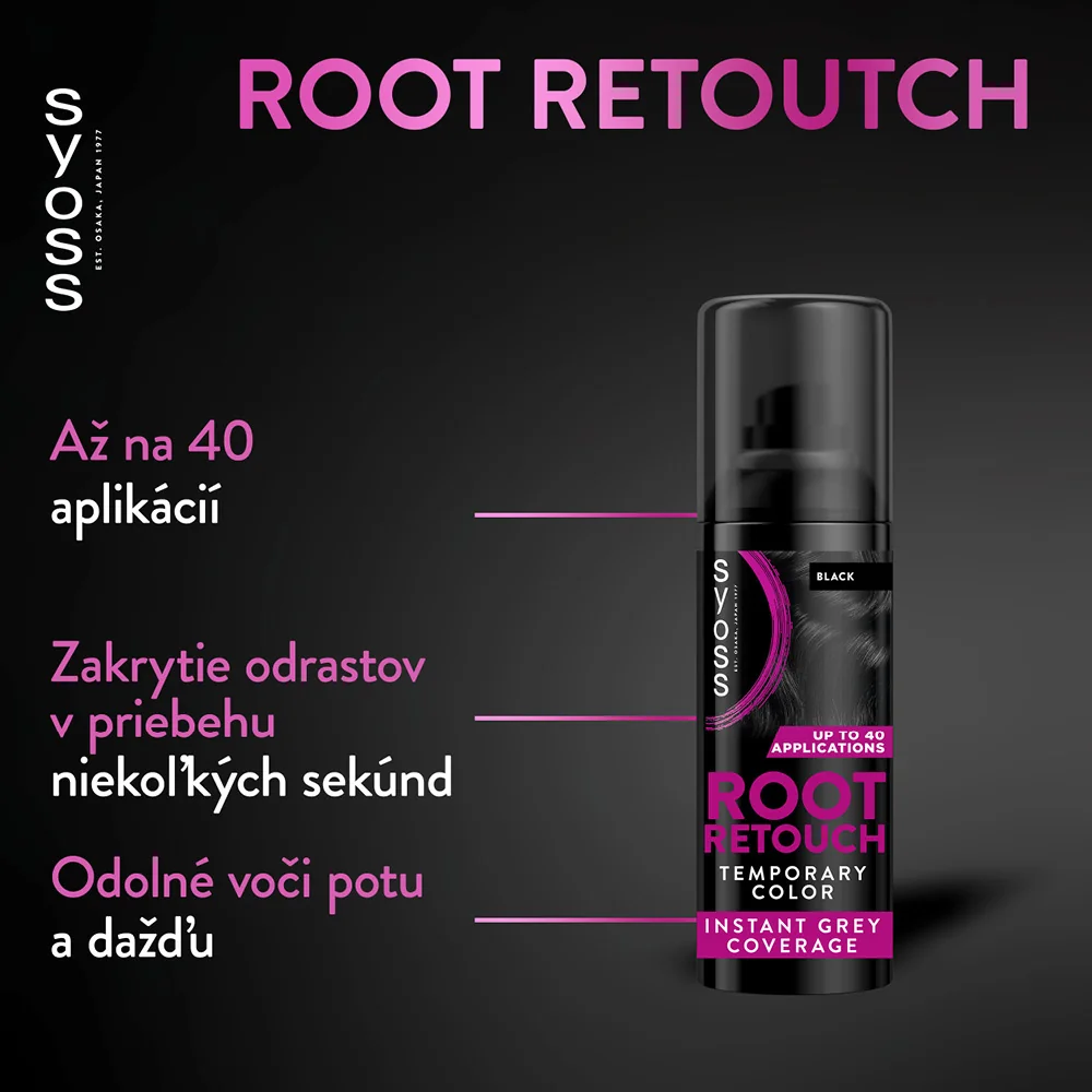 Syoss Root Retouch sprej na odrasty Čierný 1×1 ks, sprej na odrasty