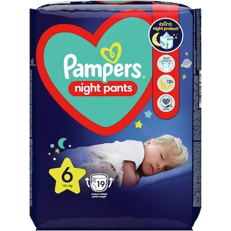 Pampers Night Pants S6 19kg (15+kg) 1×19 ks, detské plienkové nohavičky