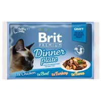 Brit Premium Cat Delicate Fillets In Gravy Dinner Plate 340g (4×85g)