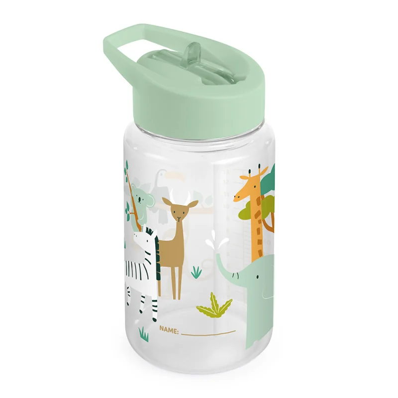 Miniland tritanová detská fľaša so slamkou Džungľa 450 ml