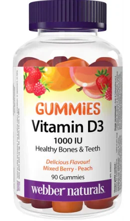 WEBBER NATURALS Vitamín D3 Gummies 1000 IU 1×90 ks, výživový doplnok