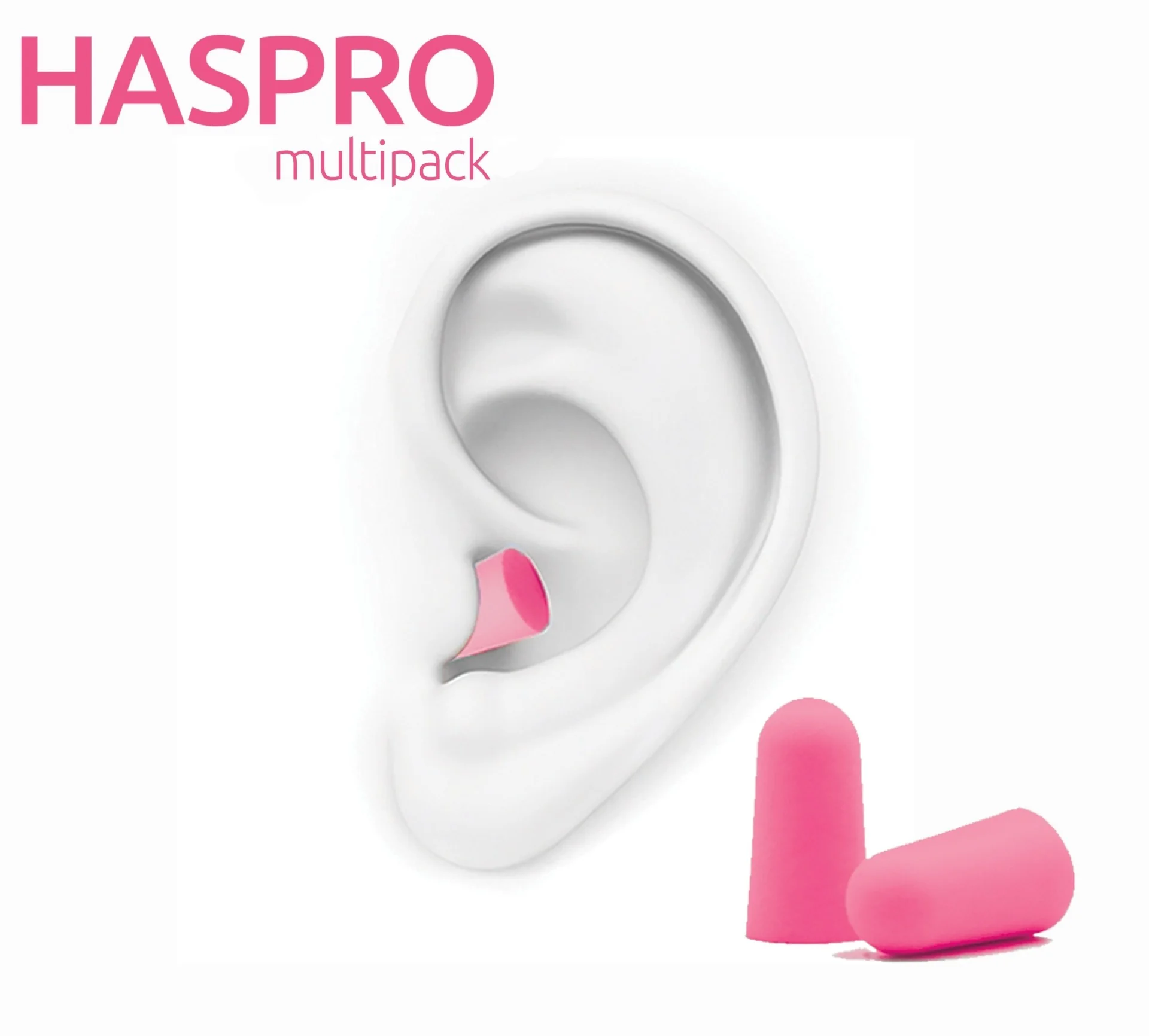 HASPRO Tube50 univerzálne penové ušné zátky, 50 párov / 100 ks, ružové