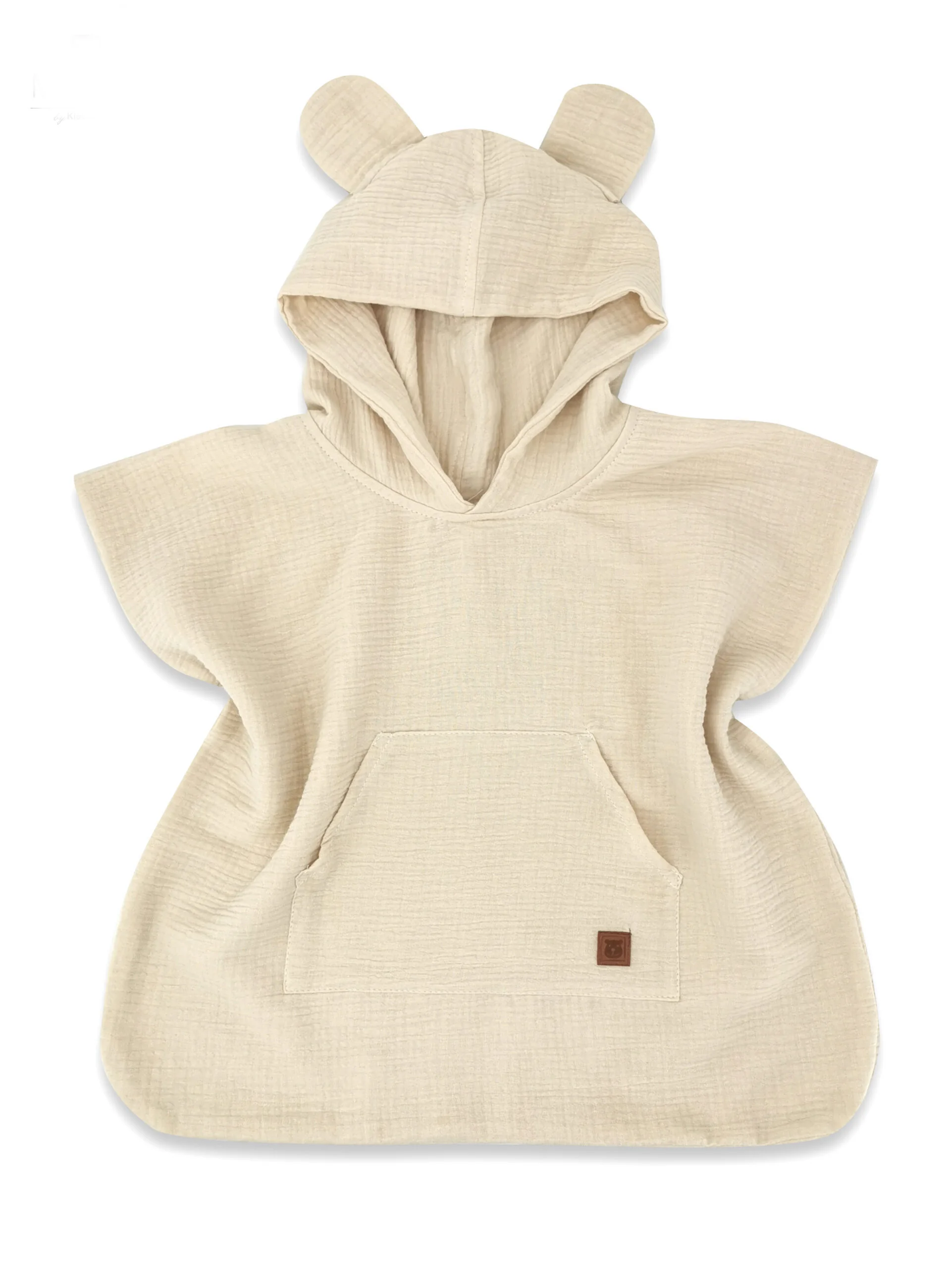 Detské mušelínové pončo lux s kapucňou Teddy, rýchloschnúci, béžové, 110/122