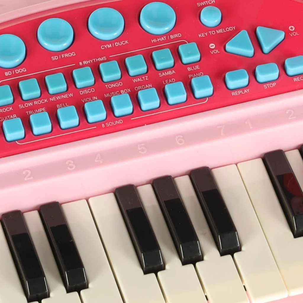 Detský keyboard 37 kláves s mikrofónom a stojanom ružový