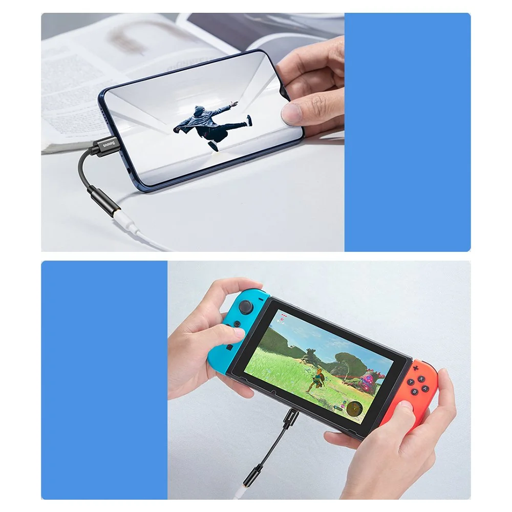 Baseus L54 adaptér z USB-C na 3.5 mm audio jack, čierny