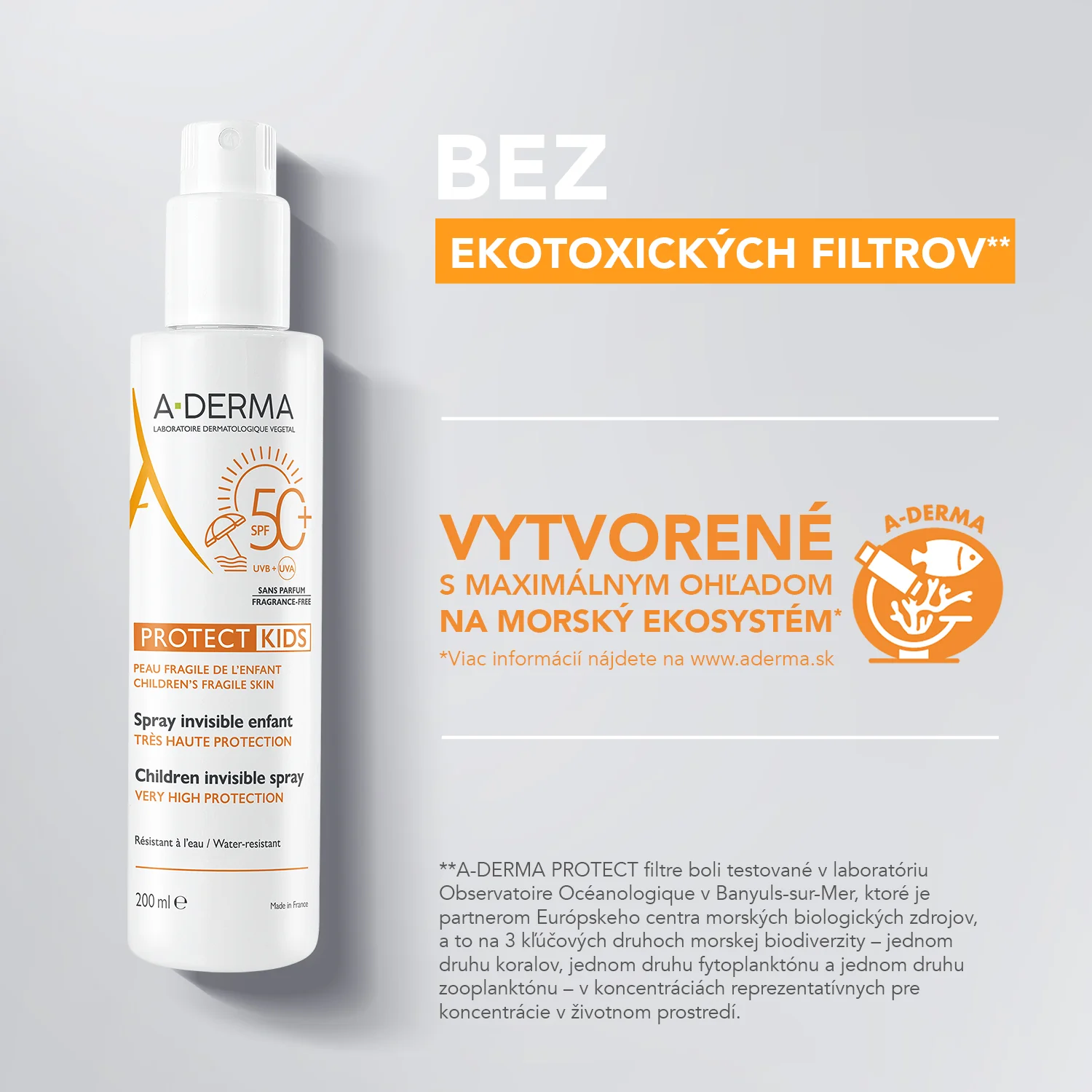 A-DERMA PROTECT KIDS Transparentný sprej SPF50+ 200 ml