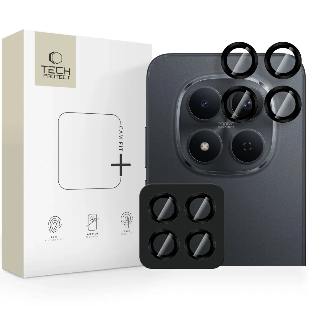 Tech-Protect CamRing Fit ochranné sklo na kameru na Xiaomi Poco M8 Pro / Redmi Note 15 Pro 5G / 15 Pro Plus 5G, čierne / Redmi Note 15 Pro 5G / 15 Pro Plus 5G, čierne