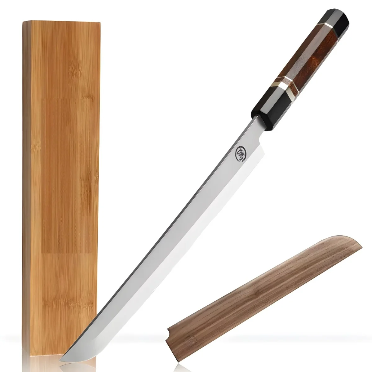 Kuchynský nôž na sushi s jednostranne brúsenou 26,5 cm, hnedá/čierna