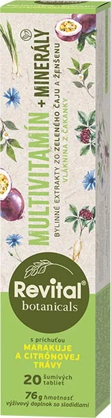 REVITAL BOTANICALS MULTIVIT+MINERALY MARAKUJA+CIT.TRAVA 20TBL EFF 1×20 ks, šumivé tablety
