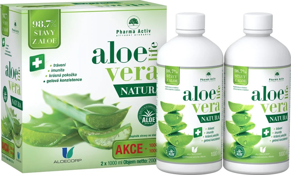 AloeVeraLife NATURA šťava z aloe 99,5% 2x1000 ml 2x1000ml 2x1000 ml
