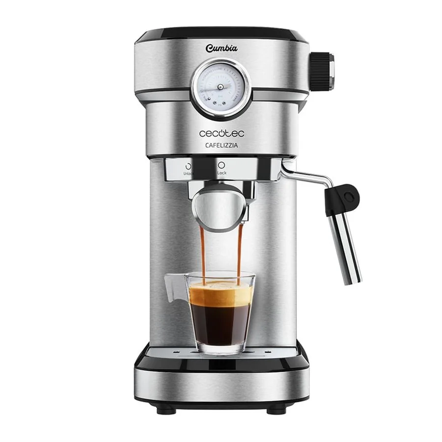 Cecotec Cafetera Espresso Cafelizzia 790 Steel P Kávovar Cecotec, pákový, 1350 W, 20 barov, Thermoblok, barometer, nap. tryska,  nerez