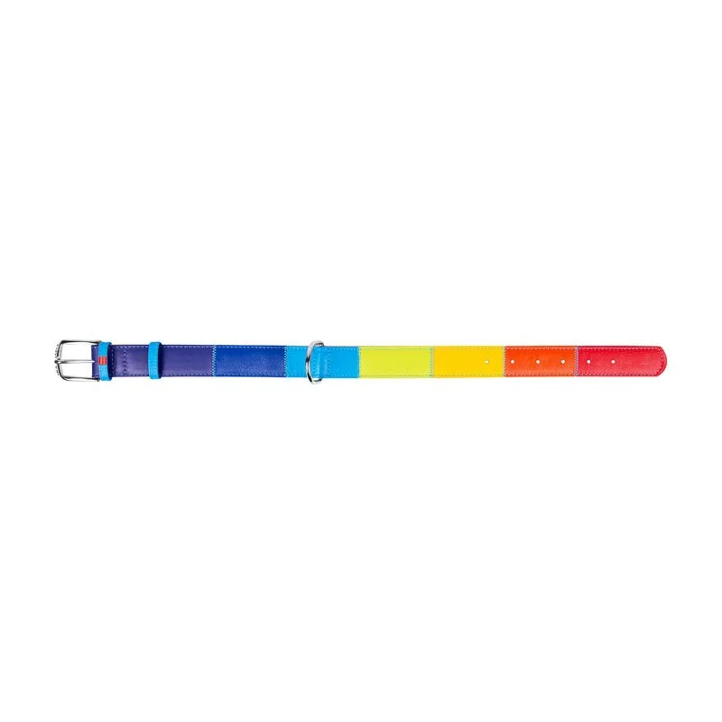 Plochý kožený obojok dúha, Obvod krku: 46-60 cm, širka: 35 mm