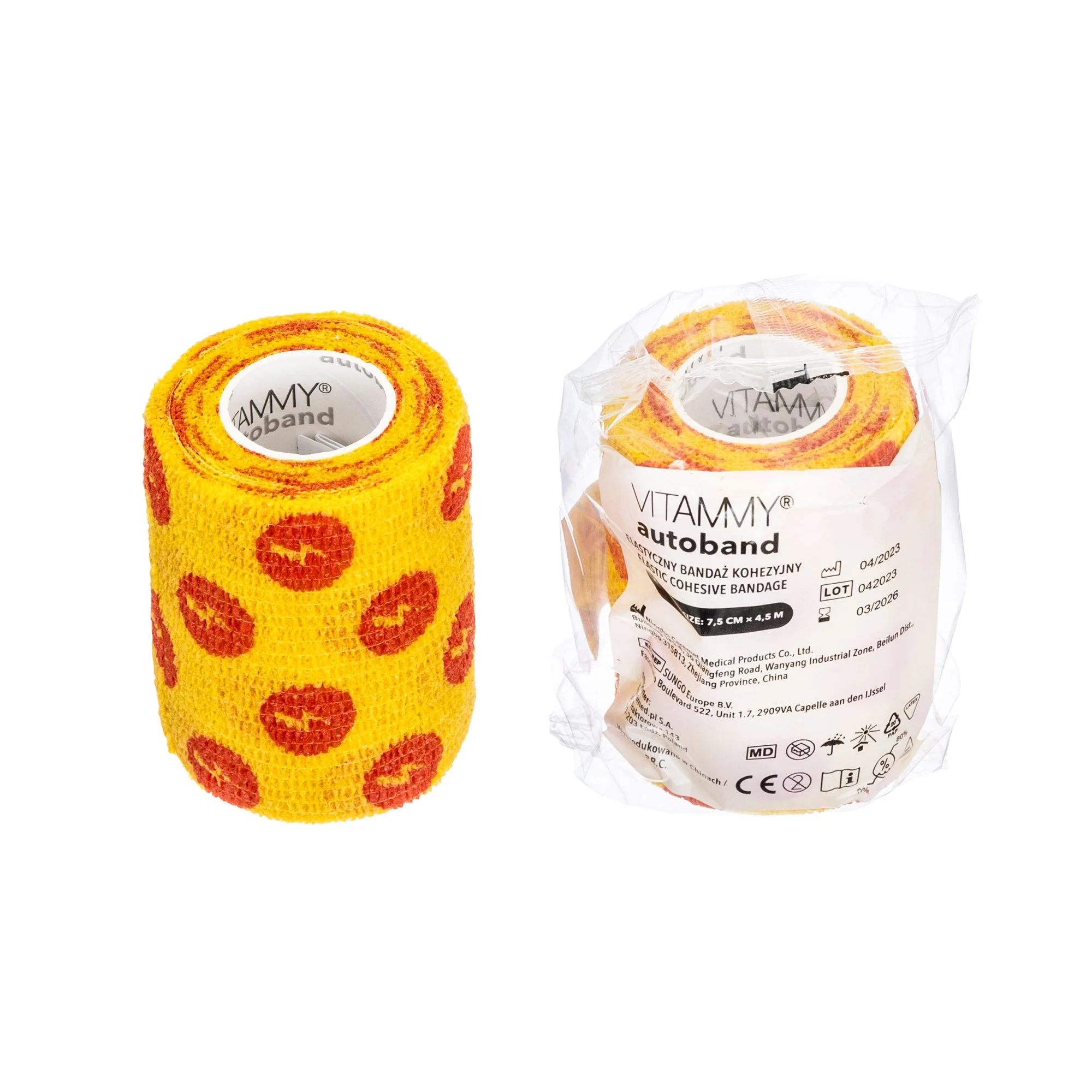 VITAMMY Autoband samolepiaca bandáž žltá s potlačou blesku 7,5 cm x 450 cm