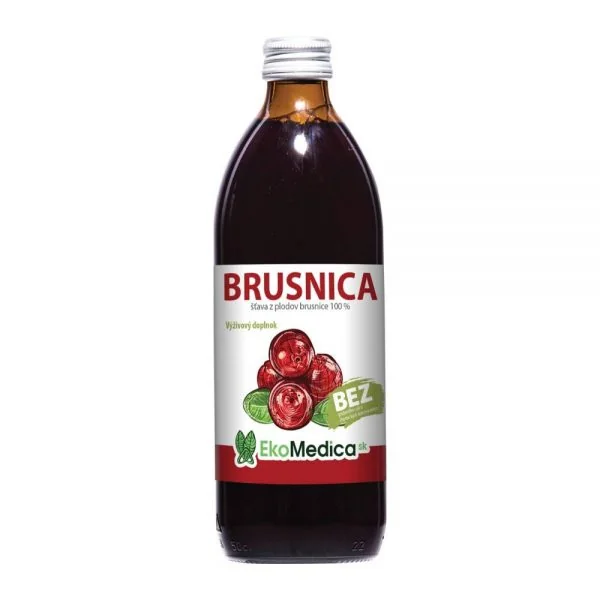 EkoMedica SK - Brusnica 100% šťava 1×500 ml, pitie