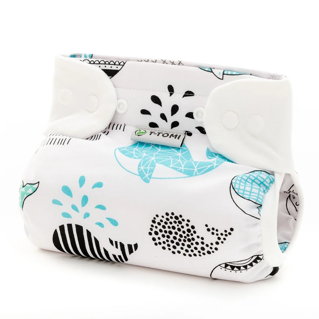 T-TOMI Ortopedické abdukčné nohavičky - snaps Whales (3-6kg)