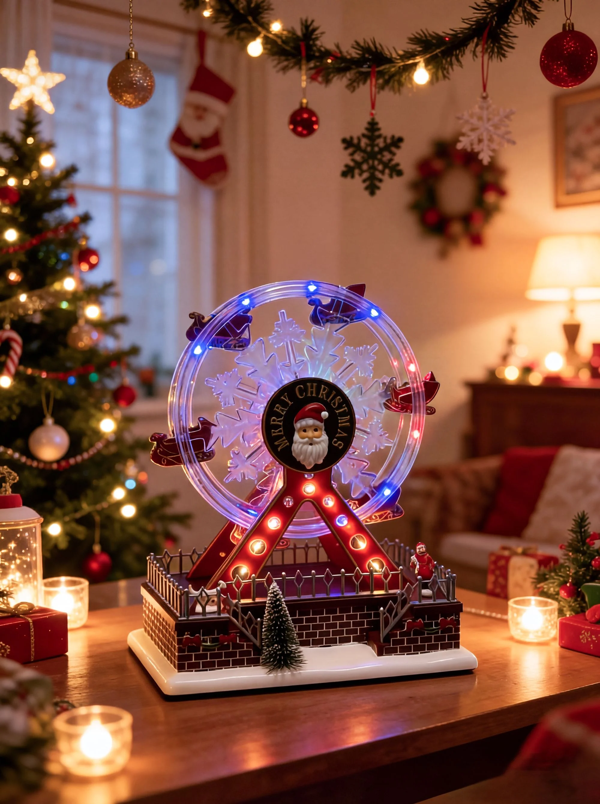 MagicHome vianočné LED ruské koleso, 1 ks Otočné, plastové, 16x23x27 cm