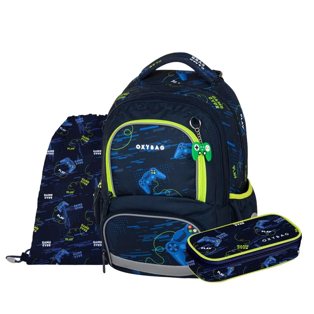 Školský set OXY NEXT Gamer 3 ks čierno-zelený