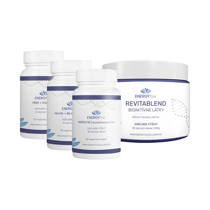 Energyflex balíček relax a spánok (MSM + Vitamín C, Nerv/10, Magnézium, Revitablend Malina)