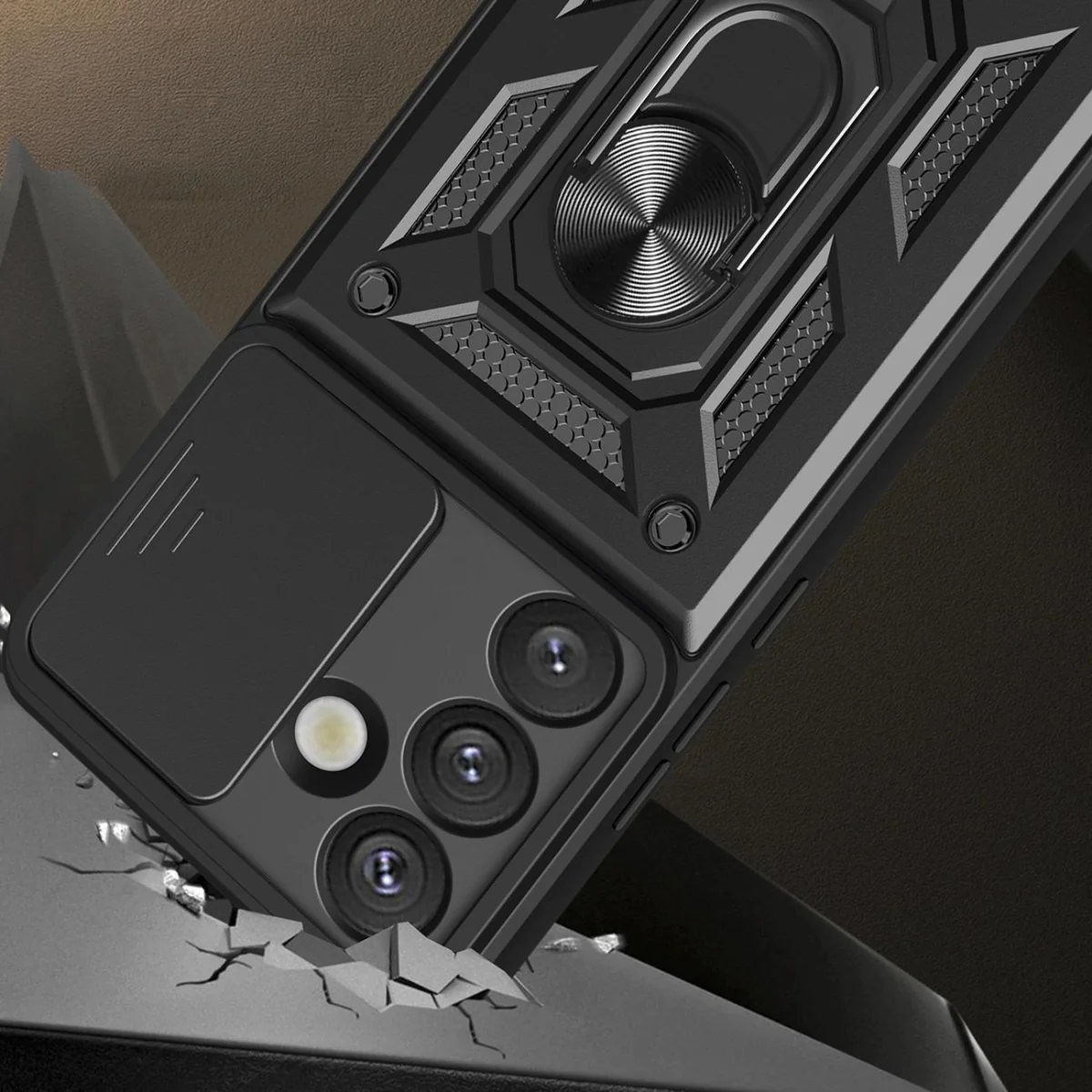 MG Hybrid Armor Camshield kryt na Samsung Galaxy S25, čierny