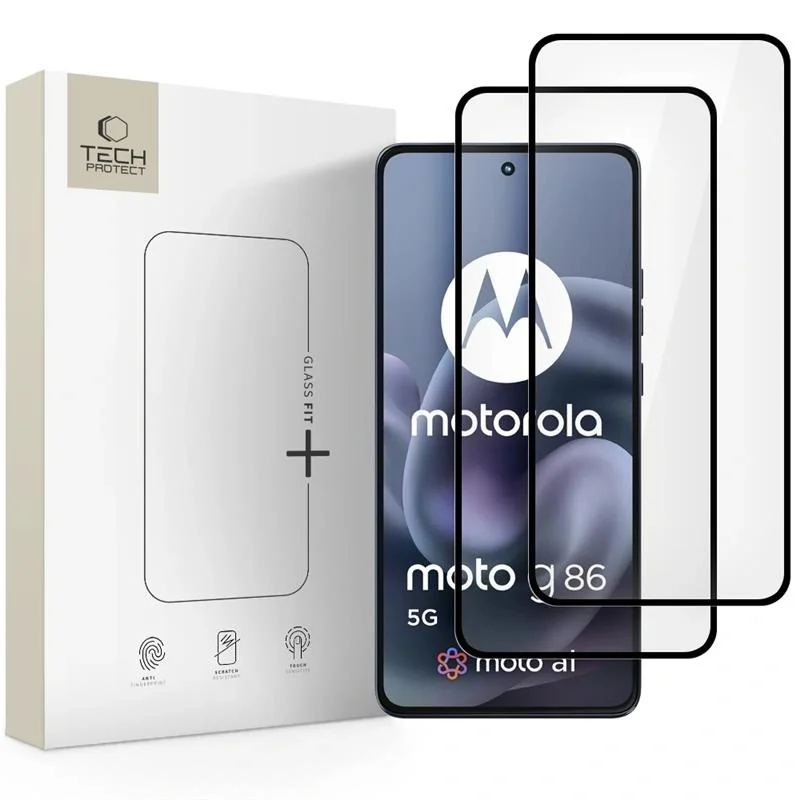 Tech-Protect Glass Fit 2x ochranné sklo na Motorola Moto G86 5G / G86 5G Power, čierne Čierna
