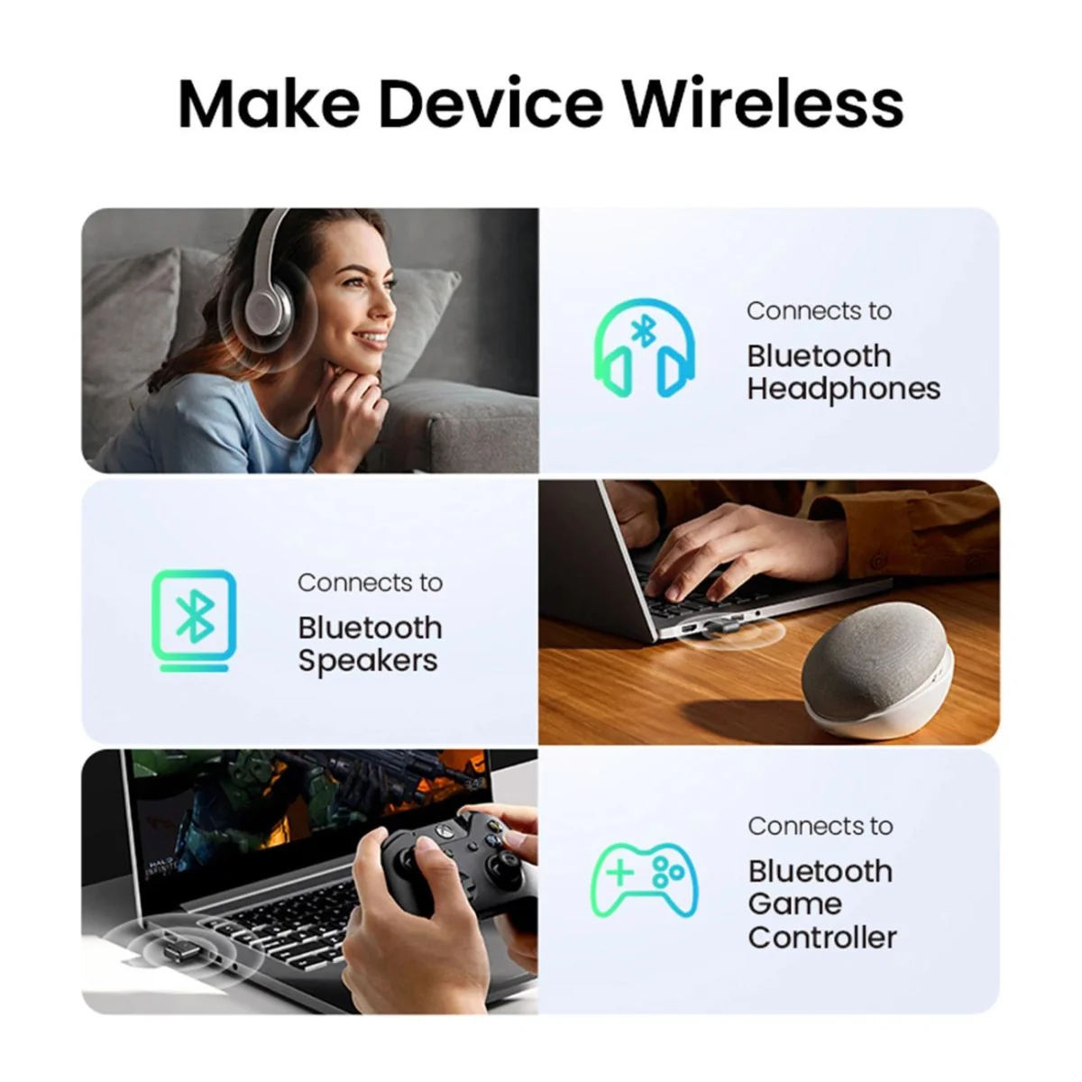 Ugreen CM390 5.0 USB Bluetooth adaptér, čierny