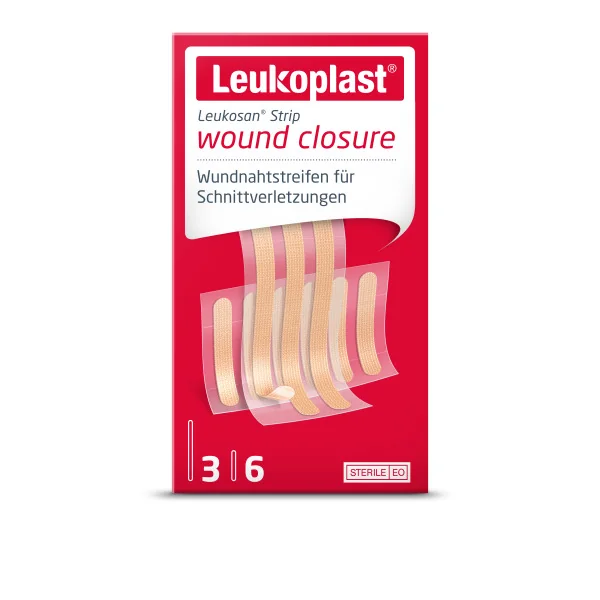 Leukoplast® Leukosan® Strip fixačné pásky na uzavretie tržných rán, 2 veľkosti, 1x9 ks