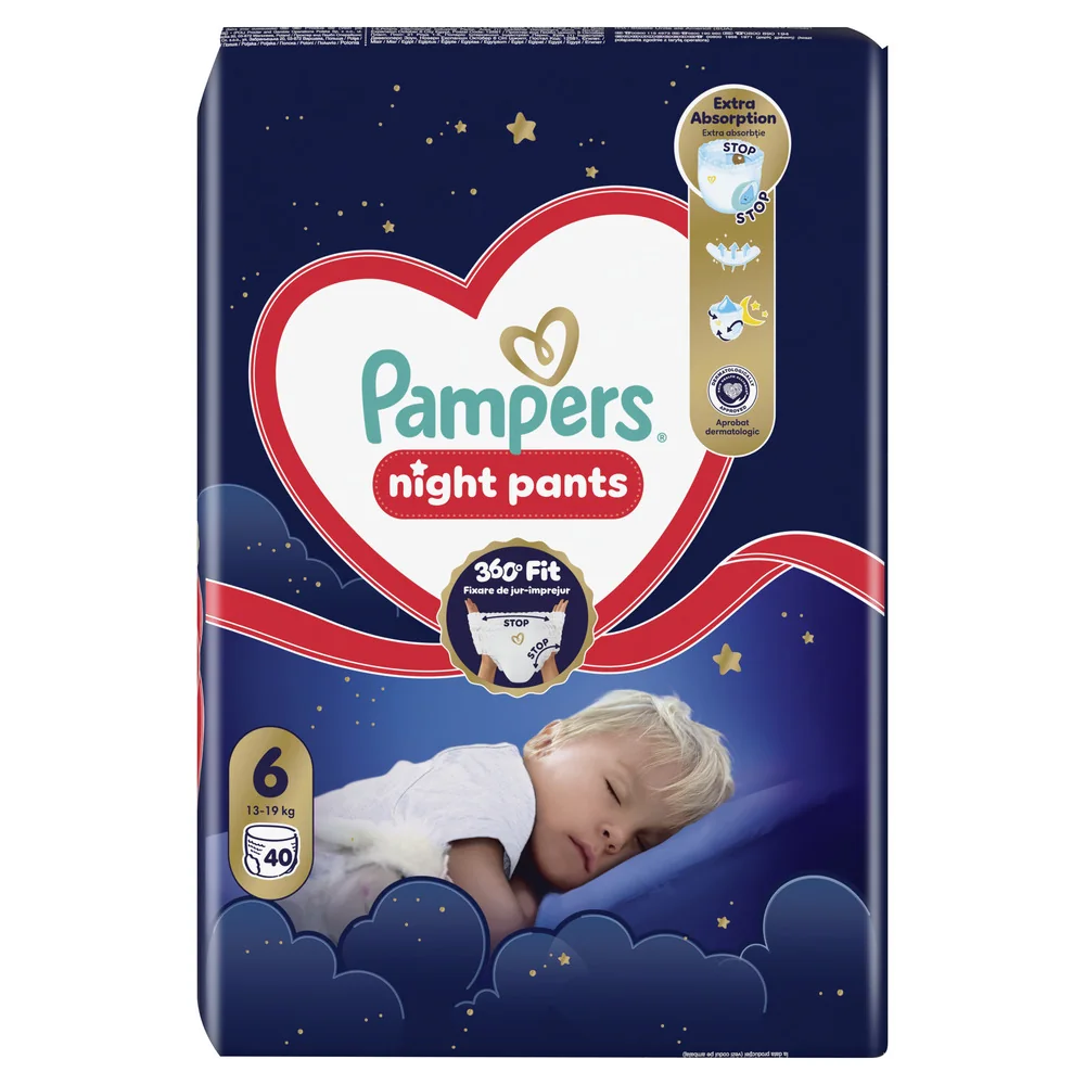 Pampers Pants Night plienkové nohavičky veľkosť 6,13kg-19kg 40 ks