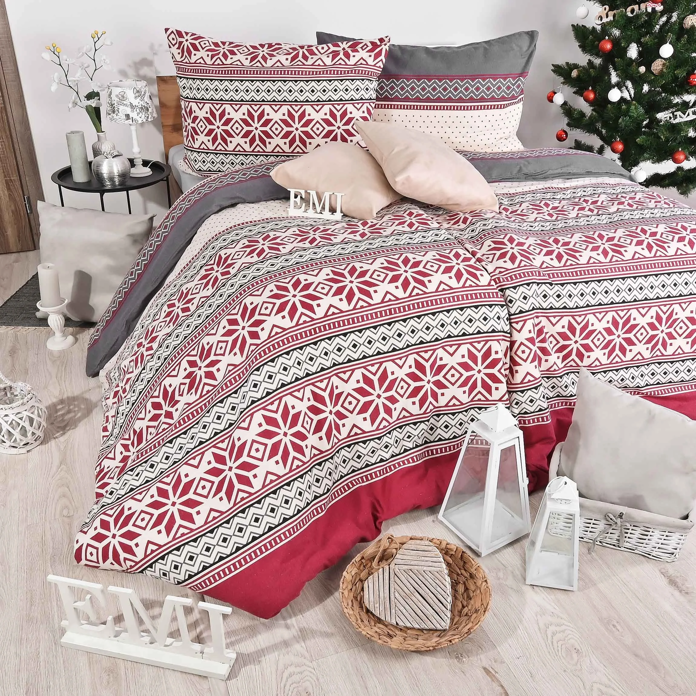 Flanelové vianočné obliečky Domis - Vianoce EMI Štandardný set jednolôžko obsahuje 1x 140x200 + 1x 70x90