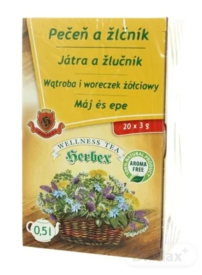 HERBEX PEČEŇ A ŽLČNÍK 20×3 g, bylinná čajová zmes
