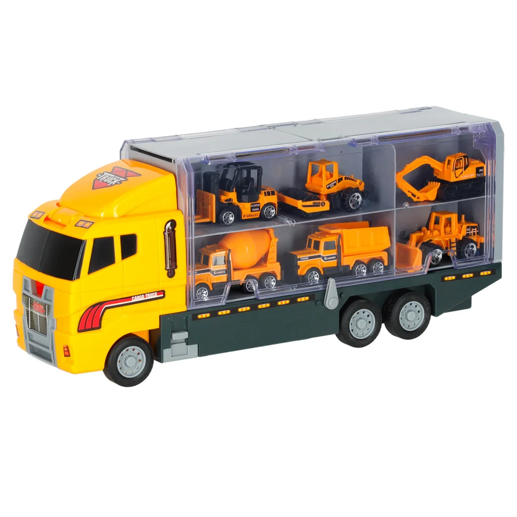 Tahač – transportér + 6 stavebných strojov, odpaľovač a úložné priehradky