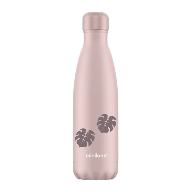 Miniland Termofľaša Terra 500 ml ružová/listy
