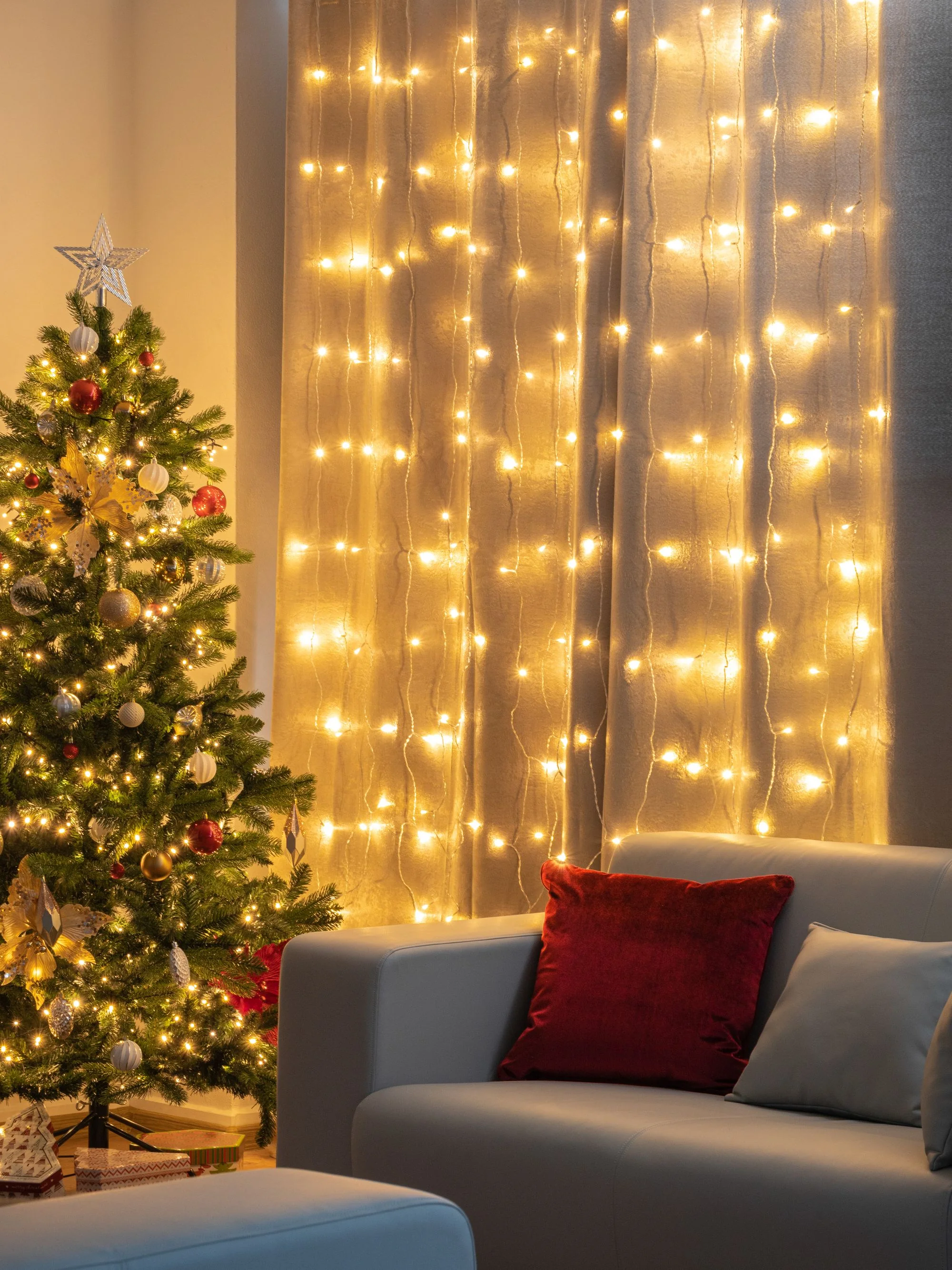 MagicHome LED svetelný záves Curtain, 1 ks 160 LED teplá biela, 230 V/50 Hz, 8 funkcií, časovač, 1,5x2 m