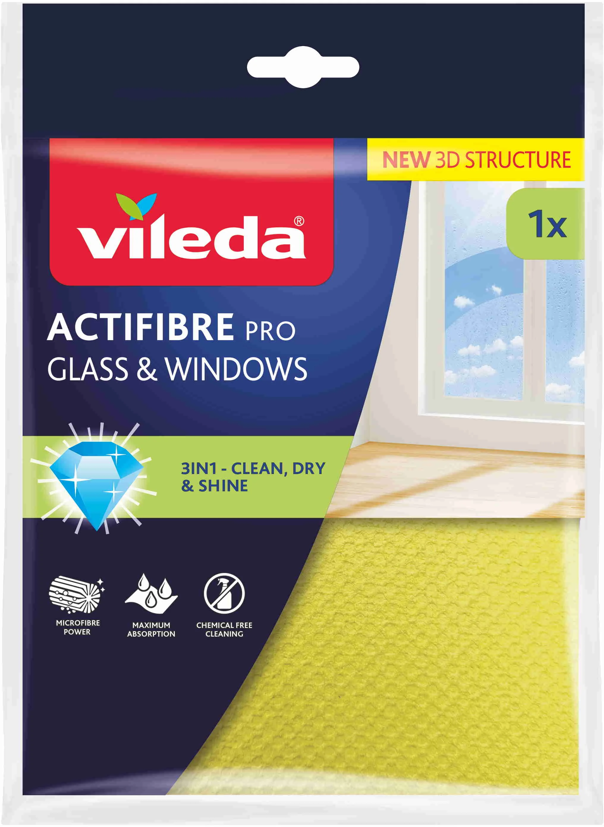Vileda Actifibre mikrohandrička na okná 1 ks