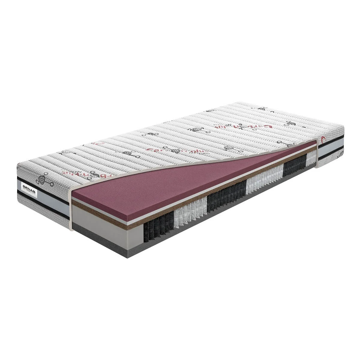 Matrac Benab Cosmonova S2000 H3 / H4 80 x 200 cm Taštičkový Latex matrac 26 cm taštičkový sendvičový