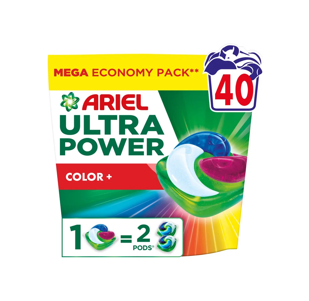 Ariel ULTRA POWER PODS, Kapsule Na Pranie S Tekutým Pracím Prostriedkom, 40 Pranie, Color+ 1×40 ks