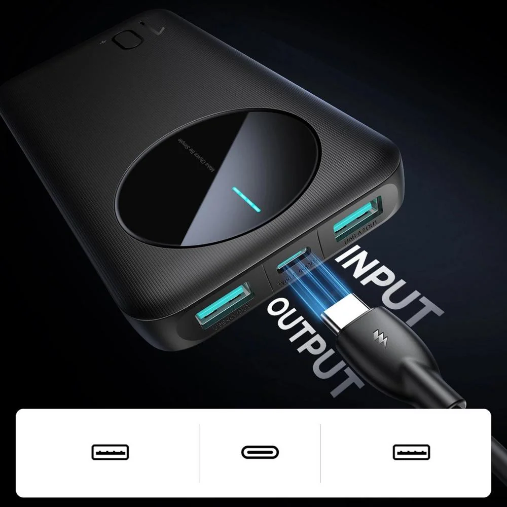 Powerbanka s kapacitou 10 000 mAh - Biela 2,4A, 2x USB-A, 1x USB-C