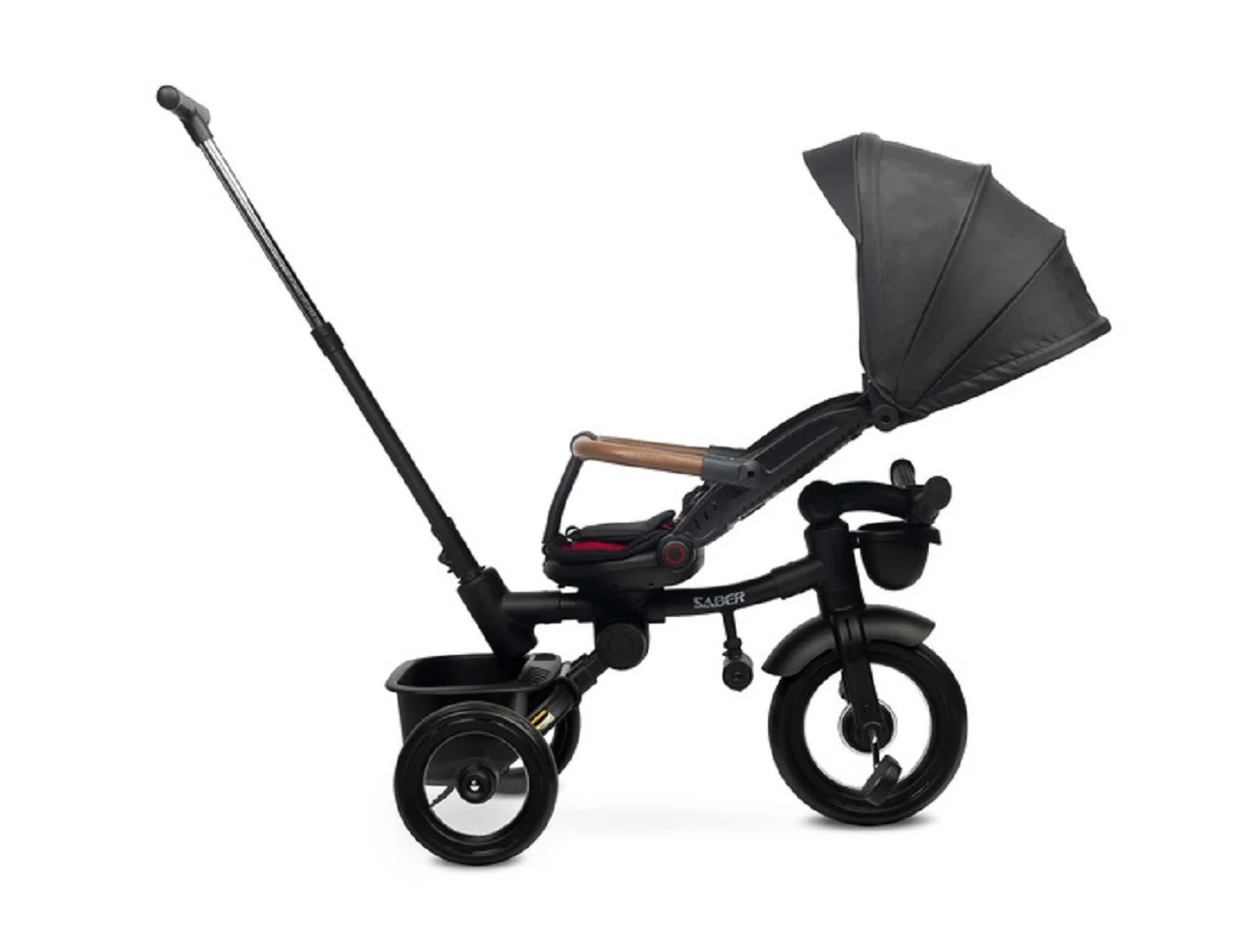 Multifunkčná detská trojkolka SABER - červená, čierna