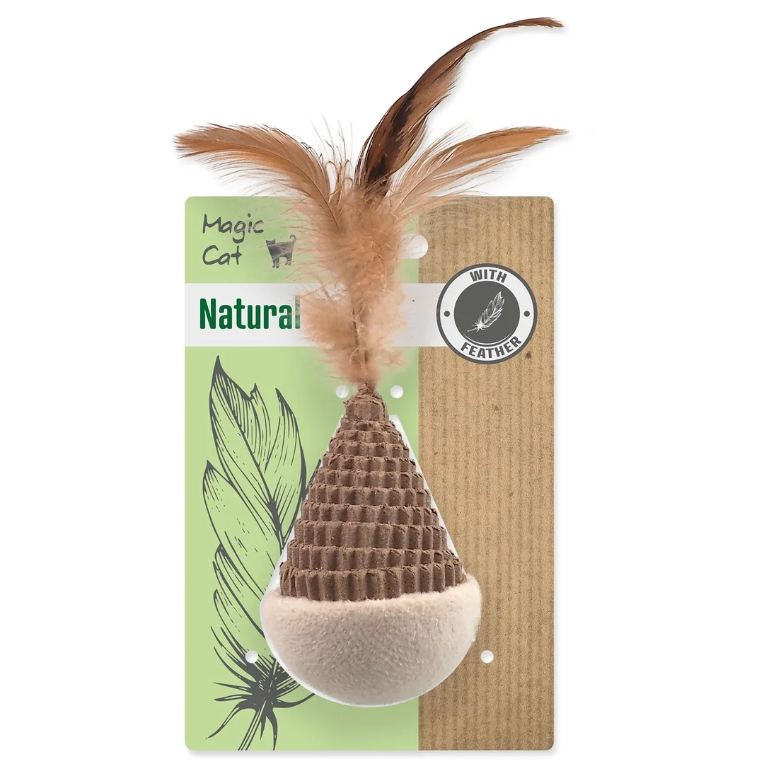 Hračka Magic Cat Natural Fun kužel s pierkami kartón/plyš biely 6cm