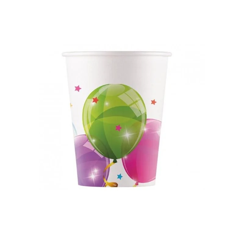 Poháre Balóny papierové 200ml 8ks