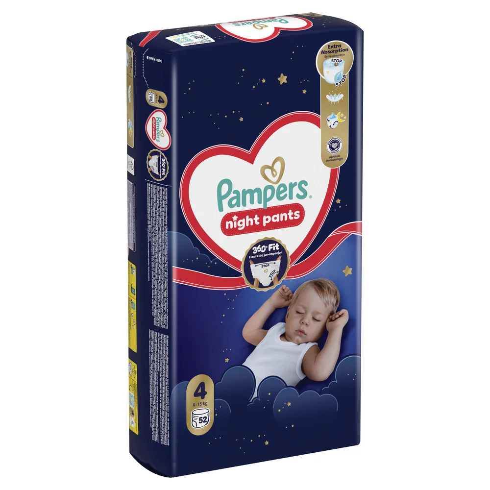 Pampers Pants Night plienkové nohavičky veľkosť 4,9kg-15kg 52 ks