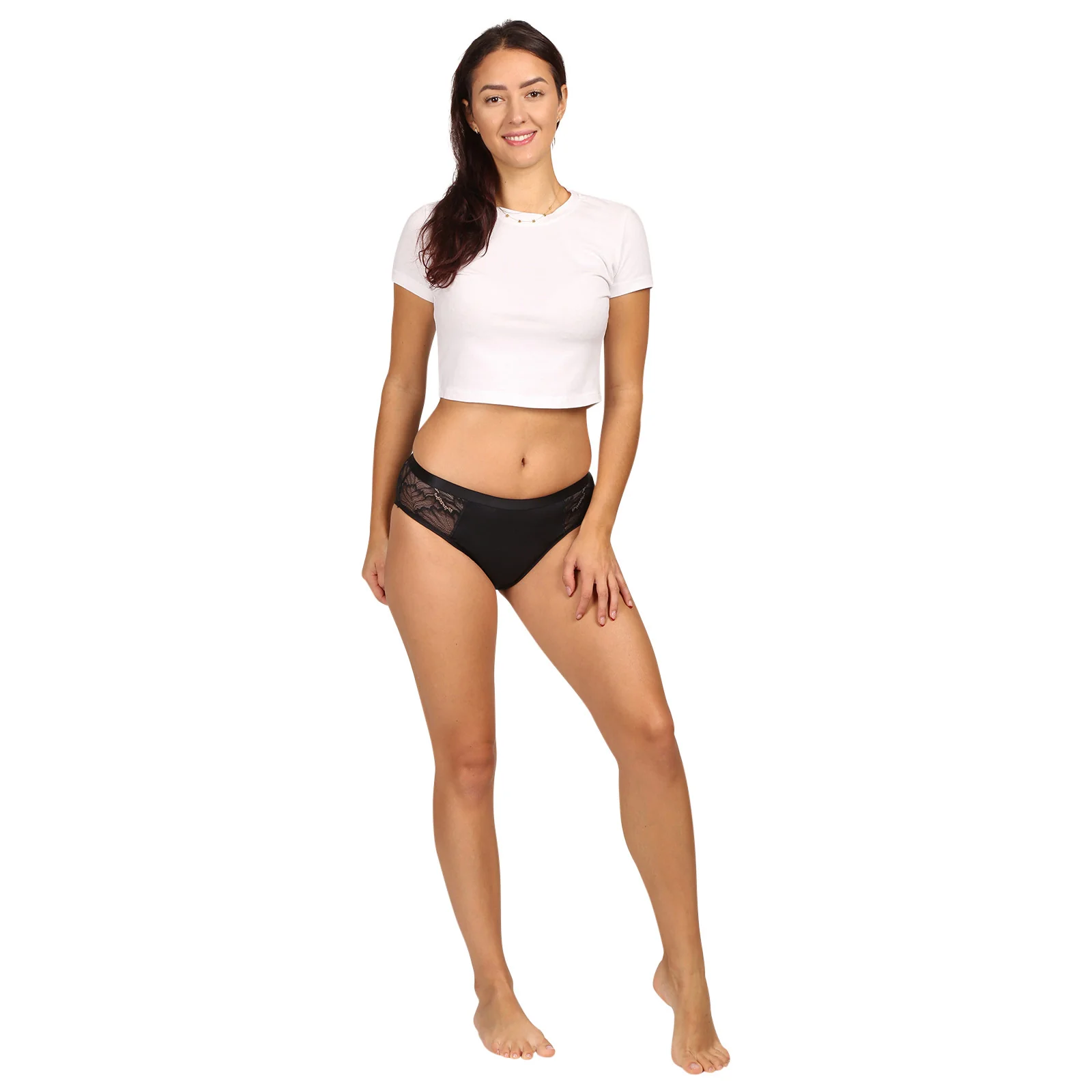 Menštruačné nohavičky čierne LUXE Lace Midi BRIEF (LLUWLAMI) S