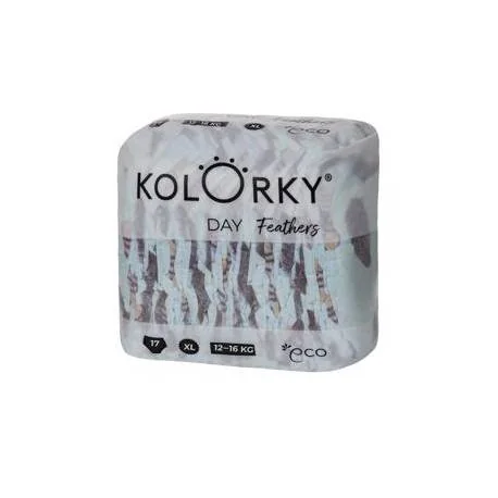 KOLORKY DAY - perie - XL (12-16 kg) 1×17 ks, jednorazové eko plienky
