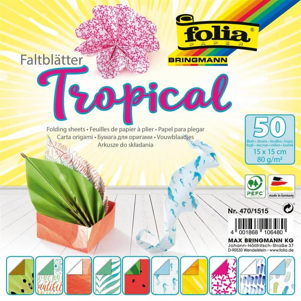 Sada vzorovaných papierov TROPICAL, 50 listov 15x15cm, 80g-Stafil