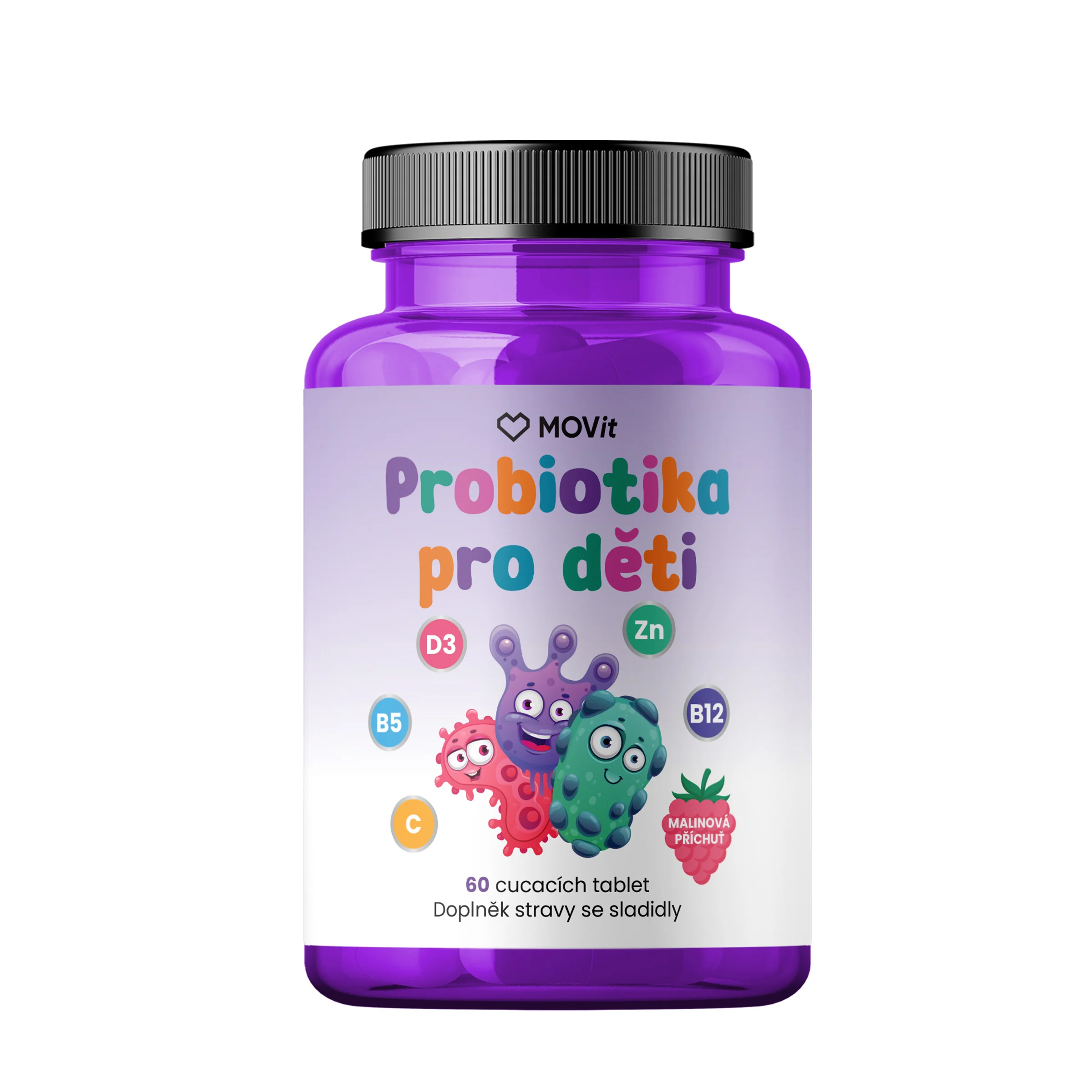MOVit Probiotika pre deti s vitamíny, 60 cmuľacích tabliet 60 tbl
