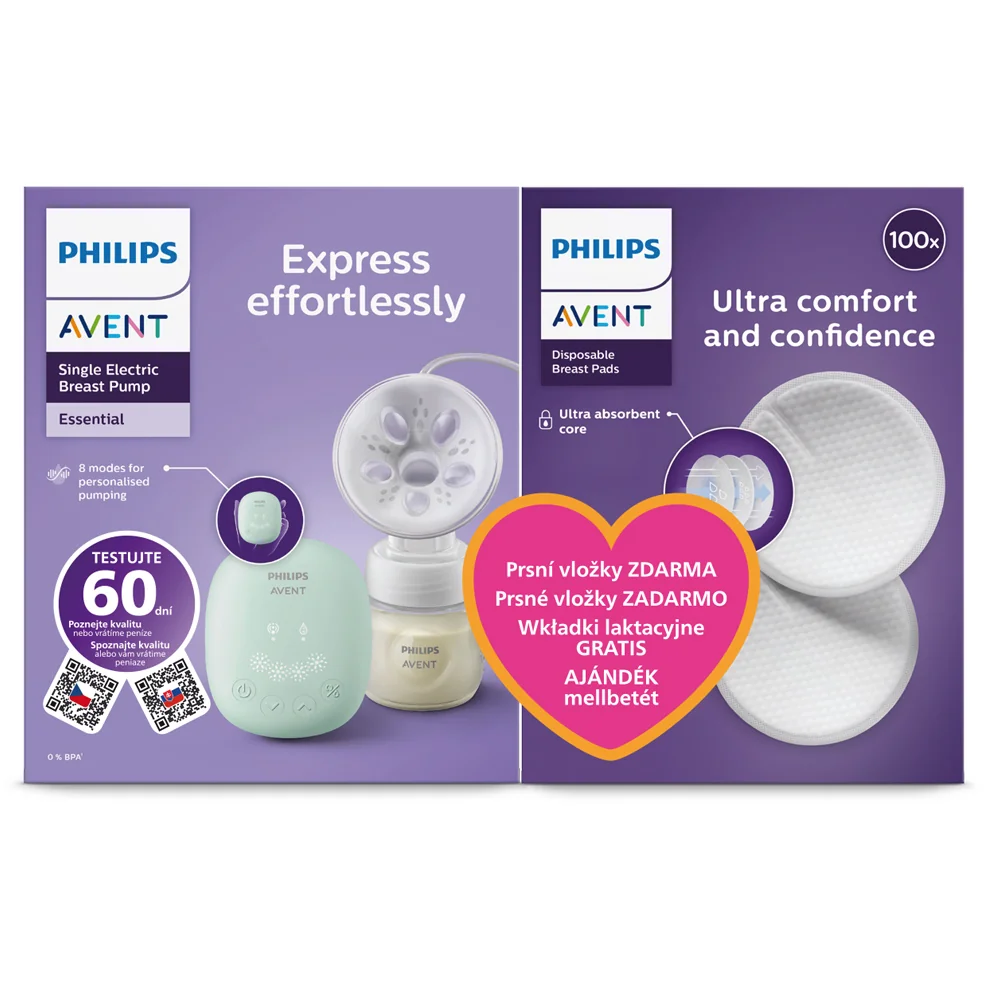 Philips AVENT Odsávačka materského mlieka elektrická Essential SCF323/11+Darček 1 set