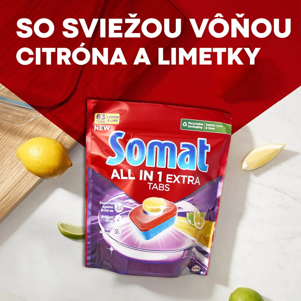 Somat All in 1 Extra tablety do umývačky Lemon 75 ks 1×75 ks, tablety do umývačky